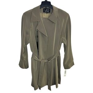 Utex Belted Trench Coat Womens Large Pockets New with tags Brown/Green
